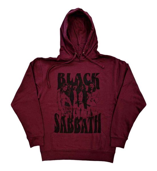 Black Sabbath: Band and Logo - Maroon Red Pullover Hoodie