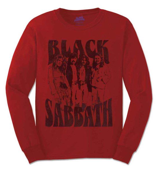 Black Sabbath: Band and Logo - Red Long Sleeve T-Shirt