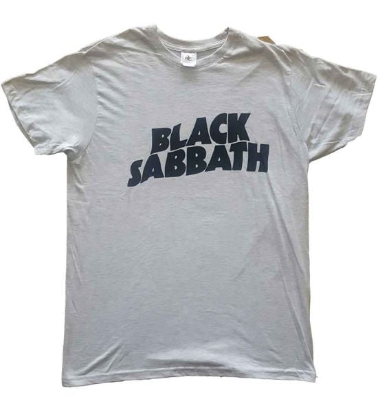 Black Sabbath: Black Wavy Logo - Grey T-Shirt