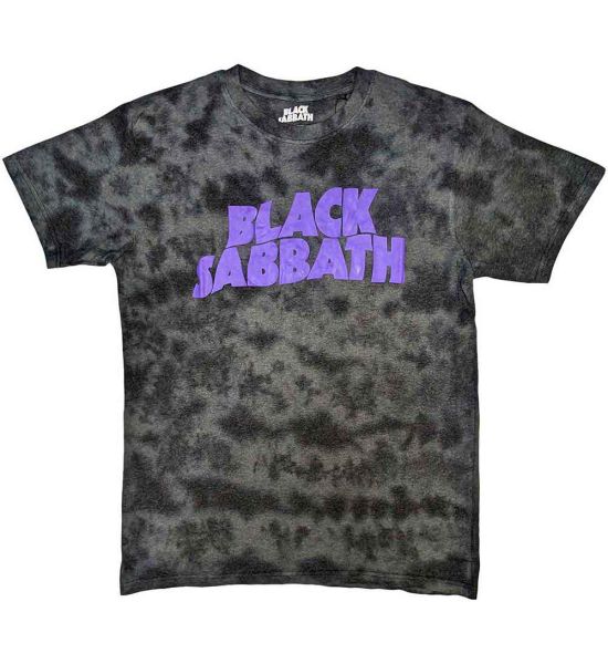 Black Sabbath: Wavy Logo (Dye Wash) - Black T-Shirt