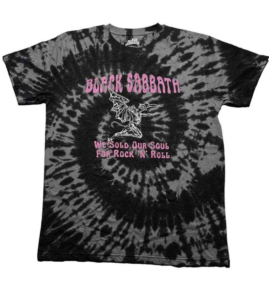 Black Sabbath: We Sold Our Soul For Rock N' Roll (Dye Wash, Tie Dye) - Black T-Shirt