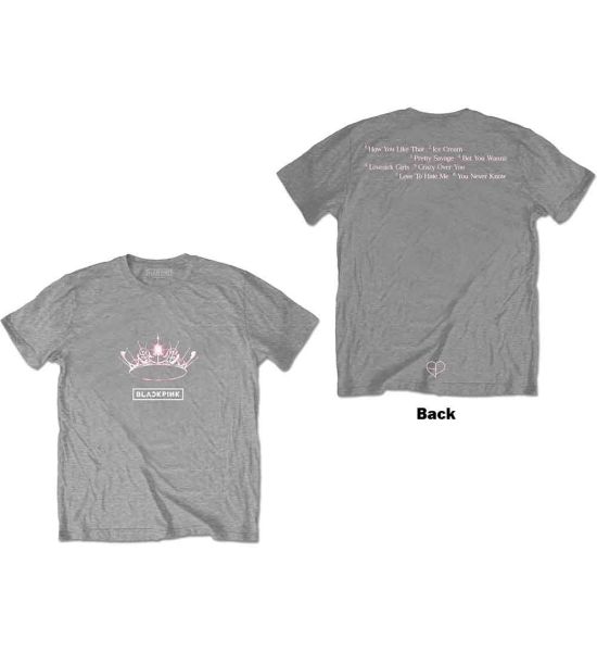 BlackPink: The Album - Crown (Back Print) - Grey T-Shirt