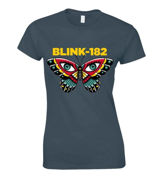 Blink-182: Butterfly - Ladies Heather Navy T-Shirt