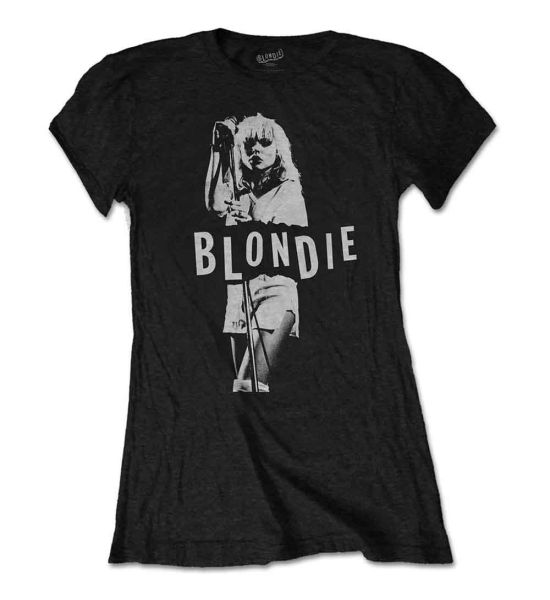 Blondie: Mic. Stand - Ladies Black T-Shirt