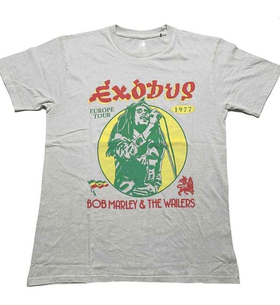 Bob Marley: 1977 Tour (Dye Wash, Mineral Wash) - Grey T-Shirt