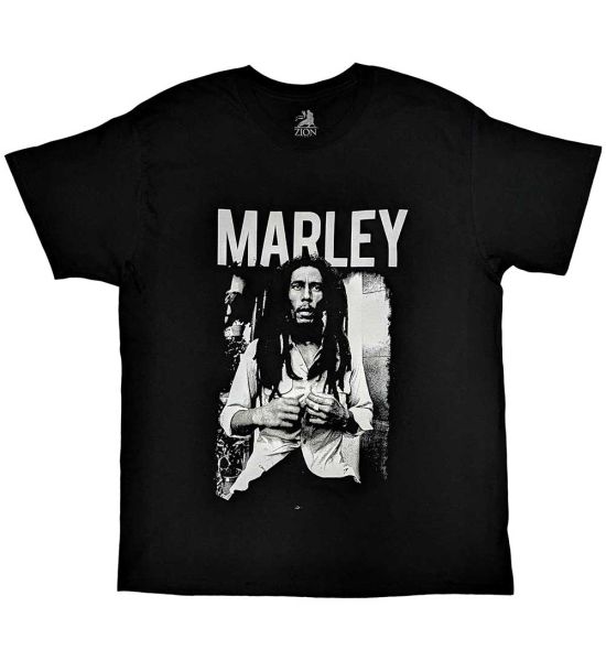 Bob Marley: Black & White - Black T-Shirt