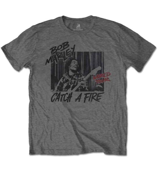 Bob Marley: Catch A Fire World Tour - Charcoal Grey T-Shirt