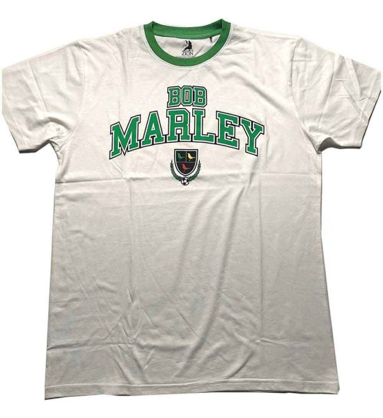 Bob Marley: Collegiate Crest - White T-Shirt