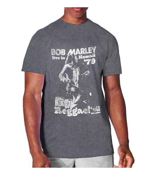 Bob Marley: Hawaii (Snow Wash, Dye Wash) - Charcoal Grey T-Shirt