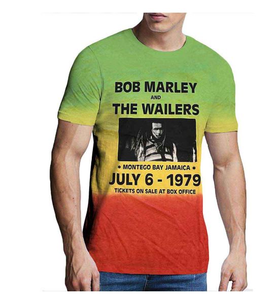 Bob Marley: Montego Bay (Dip Dye, Dye Wash) - Green T-Shirt