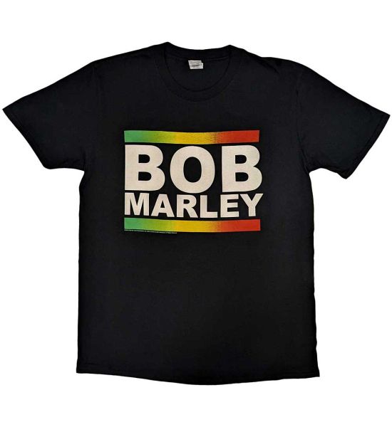 Bob Marley: Rasta Band Block - Black T-Shirt