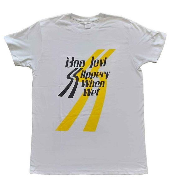 Bon Jovi: Slippery When Wet - White T-Shirt