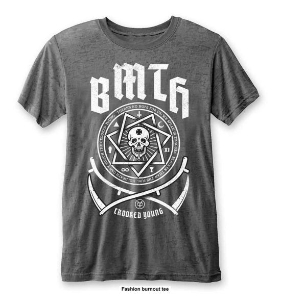 Bring Me The Horizon: Crooked Young (Burnout) - Charcoal Grey T-Shirt