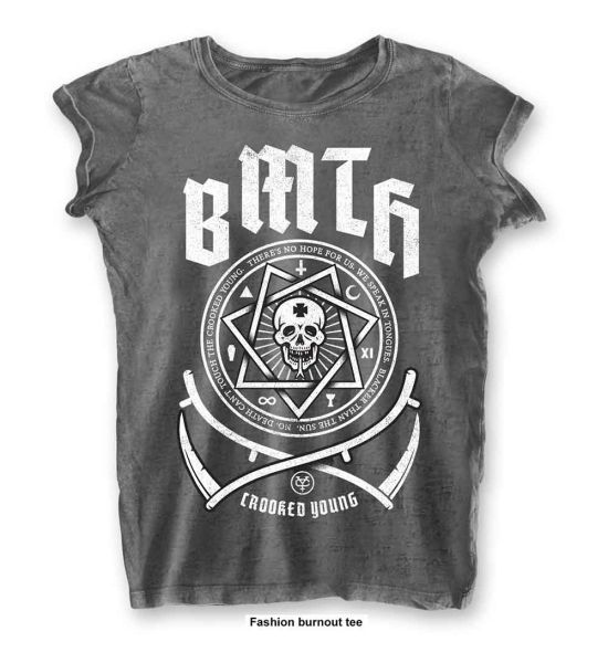 Bring Me The Horizon: Crooked Young (Burnout) - Ladies Charcoal Grey T-Shirt