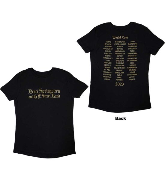 Bruce Springsteen: Tour '23 Religious (Back Print) - Ladies Black T-Shirt