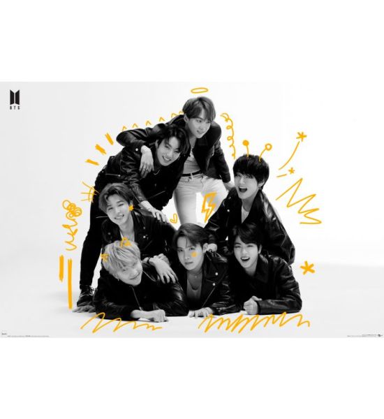 BTS: Black And White Scribbles Maxi Poster (91.5x61cm)