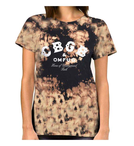 CBGB: Classic Logo (Dip Dye, Dye Wash) - Dip Dye Tan And Black T-Shirt