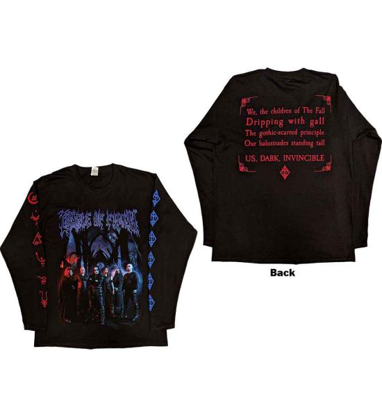 Cradle Of Filth: Existence Band (Back Print, Sleeve Print) - Black Long Sleeve T-Shirt