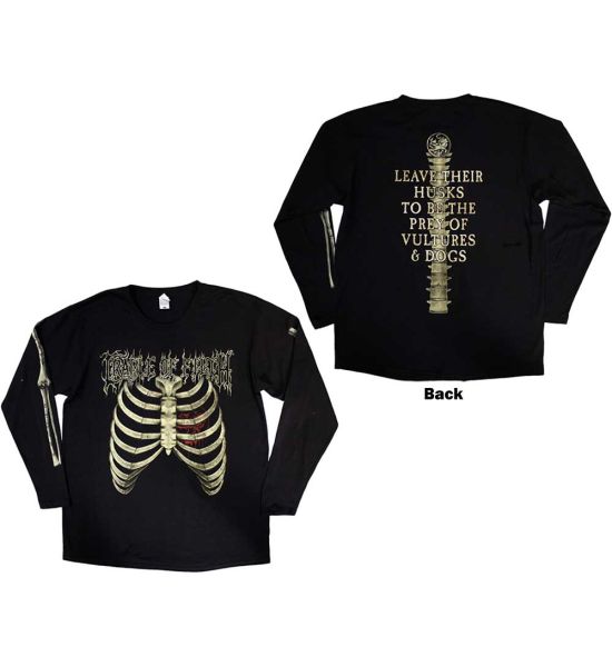 Cradle Of Filth: Skeleton (Back Print, Sleeve Print) - Black Long Sleeve T-Shirt