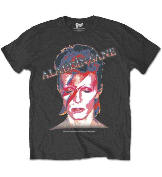 David Bowie: Aladdin Sane - Charcoal Grey T-Shirt