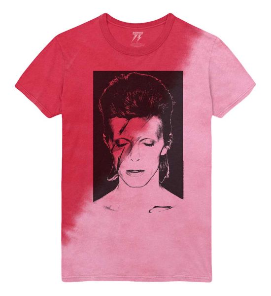 David Bowie: Aladdin Sane (Dye Wash) - Red T-Shirt