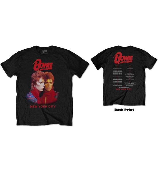 David Bowie: New York City (Back Print) - Black T-Shirt