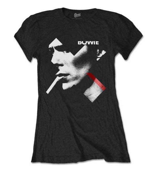 David Bowie: X Smoke Red - Ladies Black T-Shirt