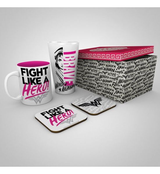 DC Comics: Fight Like A Hero Mug, 400ml Glass & 2 Coasters Collectable Gift Box