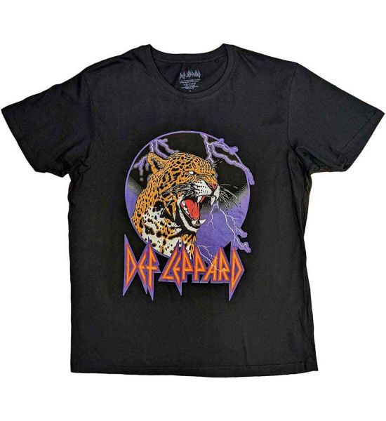 Def Leppard: Lightning Leopard - Black T-Shirt