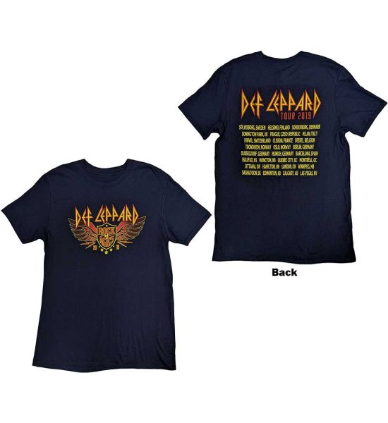 Def Leppard: Rock Of Ages Tour 2019 (Back Print) - Navy Blue T-Shirt