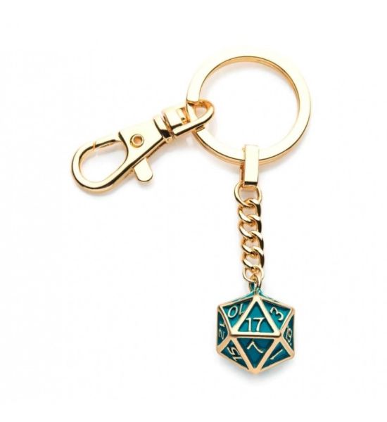 Dungeons and Dragons: Gold Plated Green Dice Keychain