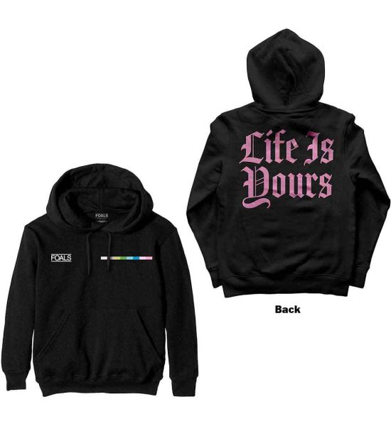 Foals: Life Is Yours Text (Back Print) - Black Pullover Hoodie