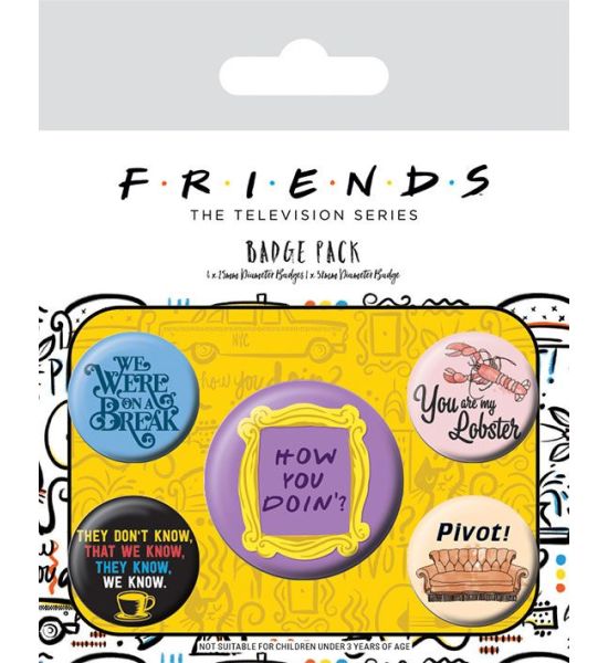 Friends: Quotes Pin-Back Buttons (5-Pack) Preorder