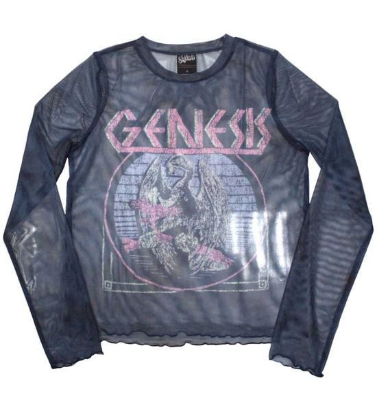 Genesis: Bird Hand (Mesh, Sublimation Print) - Blue Ladies Long Sleeve T-Shirt