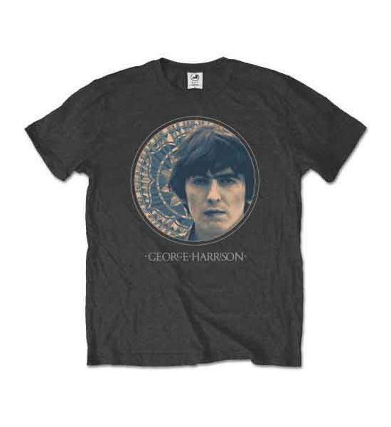 George Harrison: Circular Portrait - Charcoal Grey T-Shirt