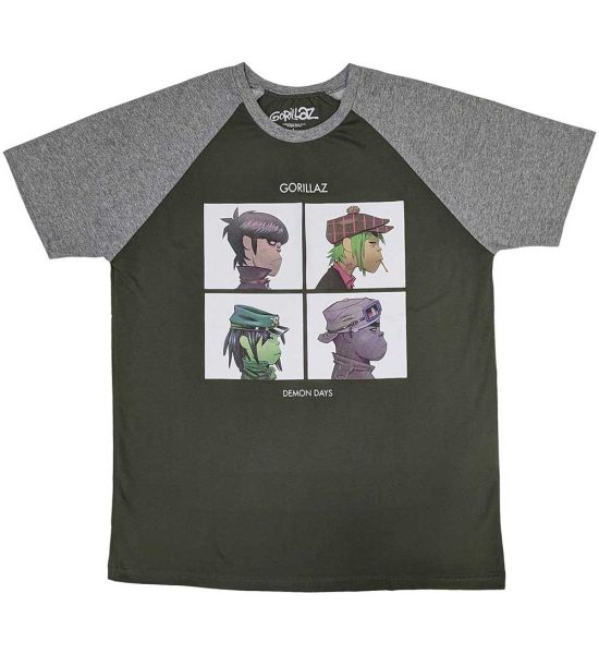 Gorillaz: Demon Days - Khaki Green & Grey T-Shirt