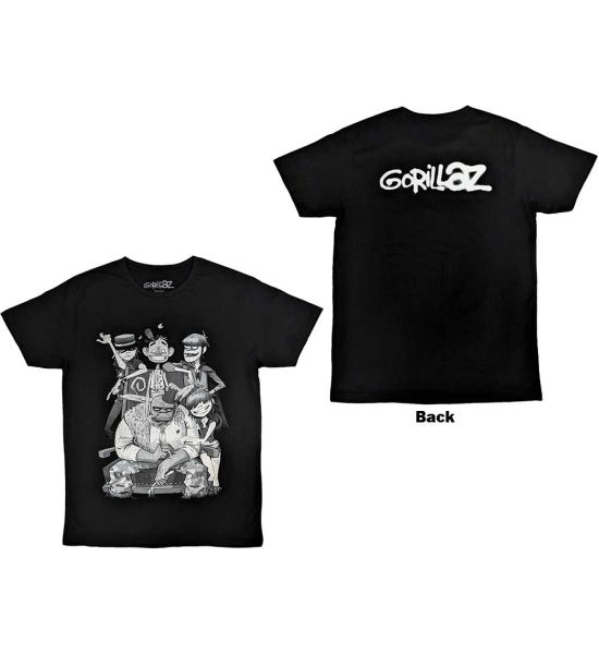 Gorillaz: George Spray (Back Print) - Black T-Shirt