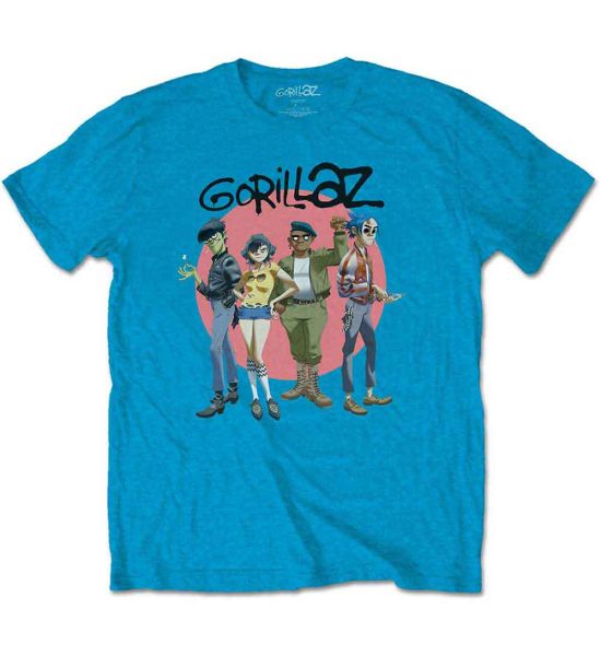 Gorillaz: Group Circle Rise - Sapphire Blue T-Shirt