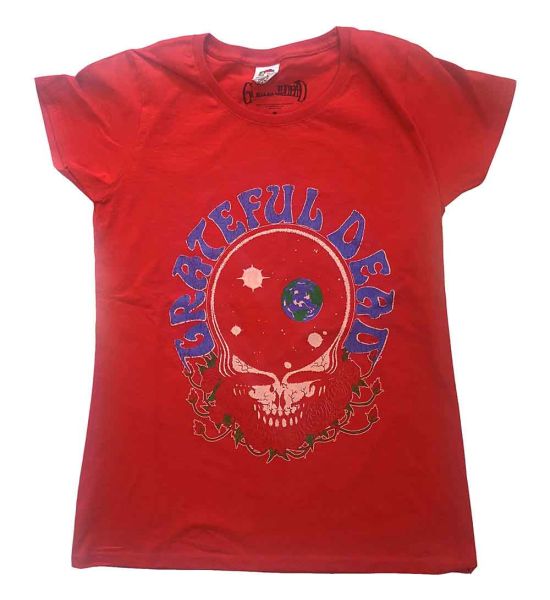 Grateful Dead: Space Your Face & Logo - Ladies Red T-Shirt