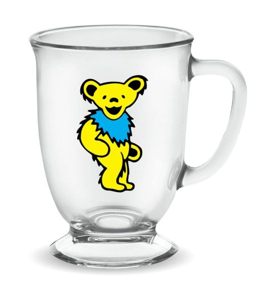 Grateful Dead: Yellow Dancing Bear 16oz Glass Cafe Mug Preorder