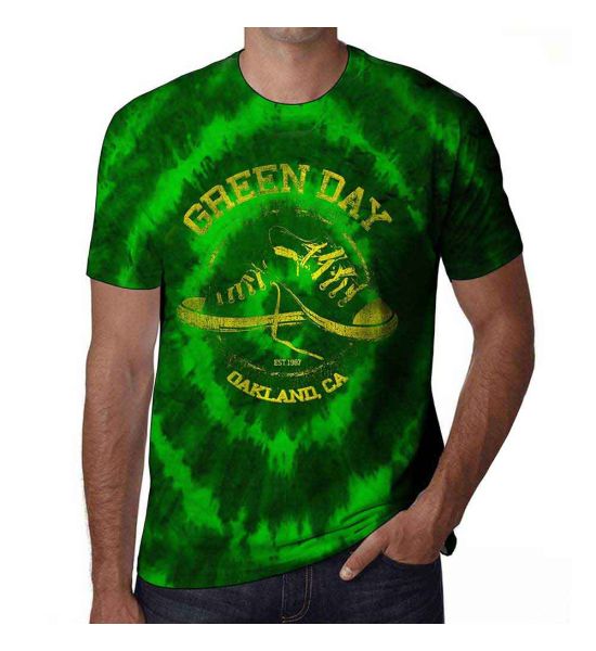 Green Day: All Stars (Dip Dye, Dye Wash) - Green T-Shirt