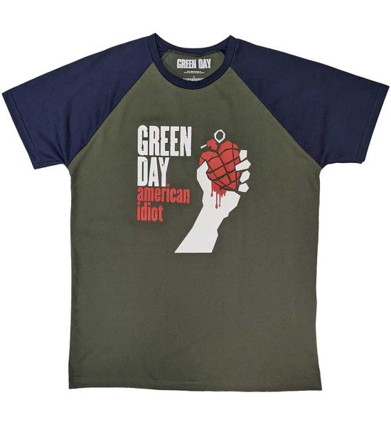 Green Day: American Idiot - Khaki Green & Navy Blue T-Shirt