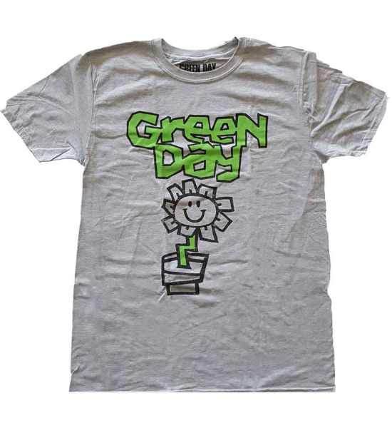 Green Day: Flower Pot - Grey T-Shirt