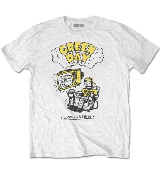 Green Day: Longview Doodle - White T-Shirt