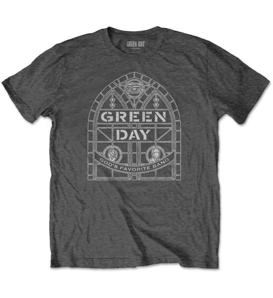 Green Day: Stained Glass Arch - Charcoal Grey T-Shirt