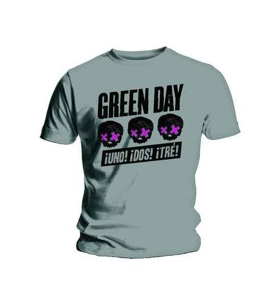 Green Day: Three Heads Better Than One - Grey T-Shirt