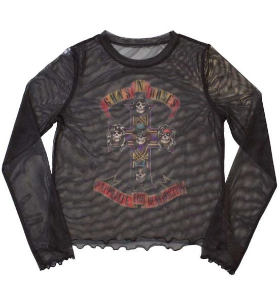 Guns N' Roses: Appetite For Destruction (Mesh, Sublimation Print) - Black Ladies Long Sleeve T-Shirt