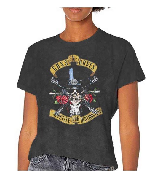 Guns N' Roses: Appetite Washed (Dip Dye, Mineral Wash, Dye Wash) - Dip-dye On Black T-Shirt