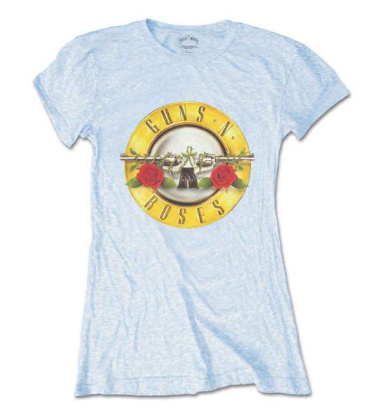 Guns N' Roses: Classic Bullet Logo (Skinny Fit) - Ladies Powder Blue T-Shirt