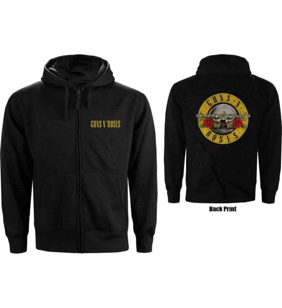 Guns N' Roses: Classic Logo (Back Print) - Black Zip-up Hoodie